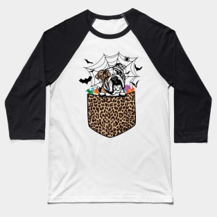 Cute Bulldog Dog Lover Gift Leopard Bulldog Halloween Baseball T-Shirt